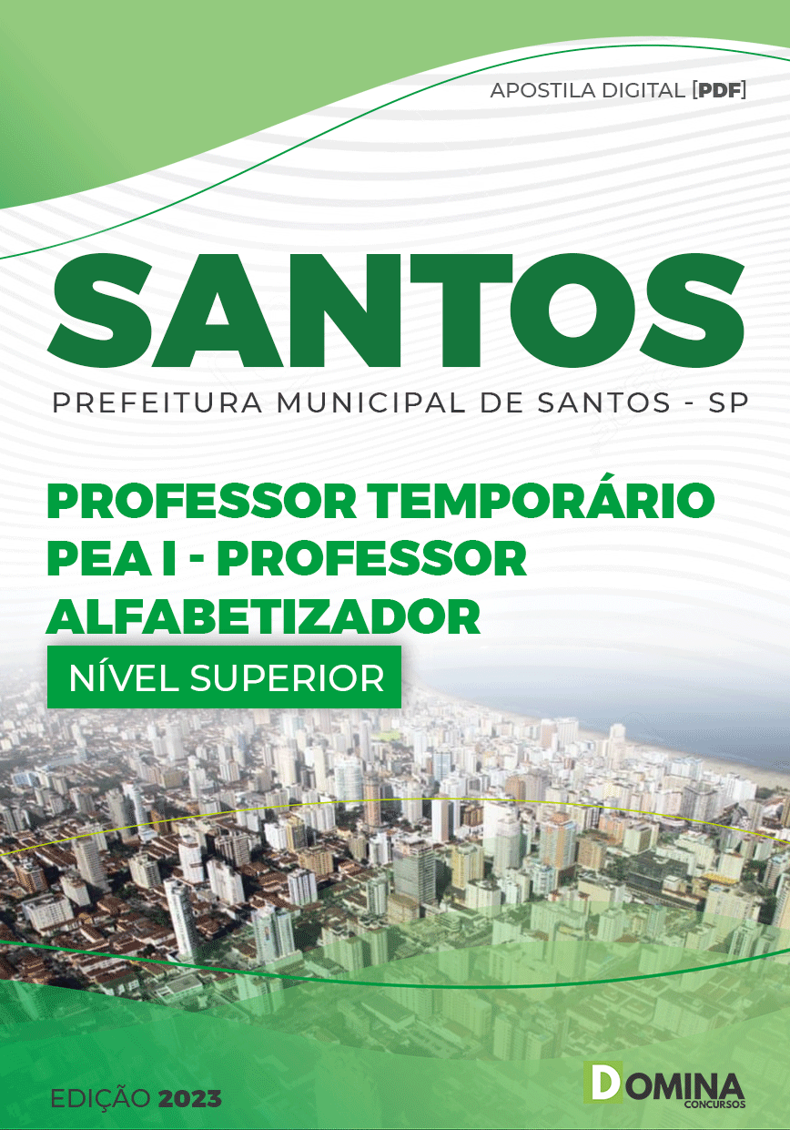 Apostila Pref Santos SP 2023 PEA I Professor Alfabetizador