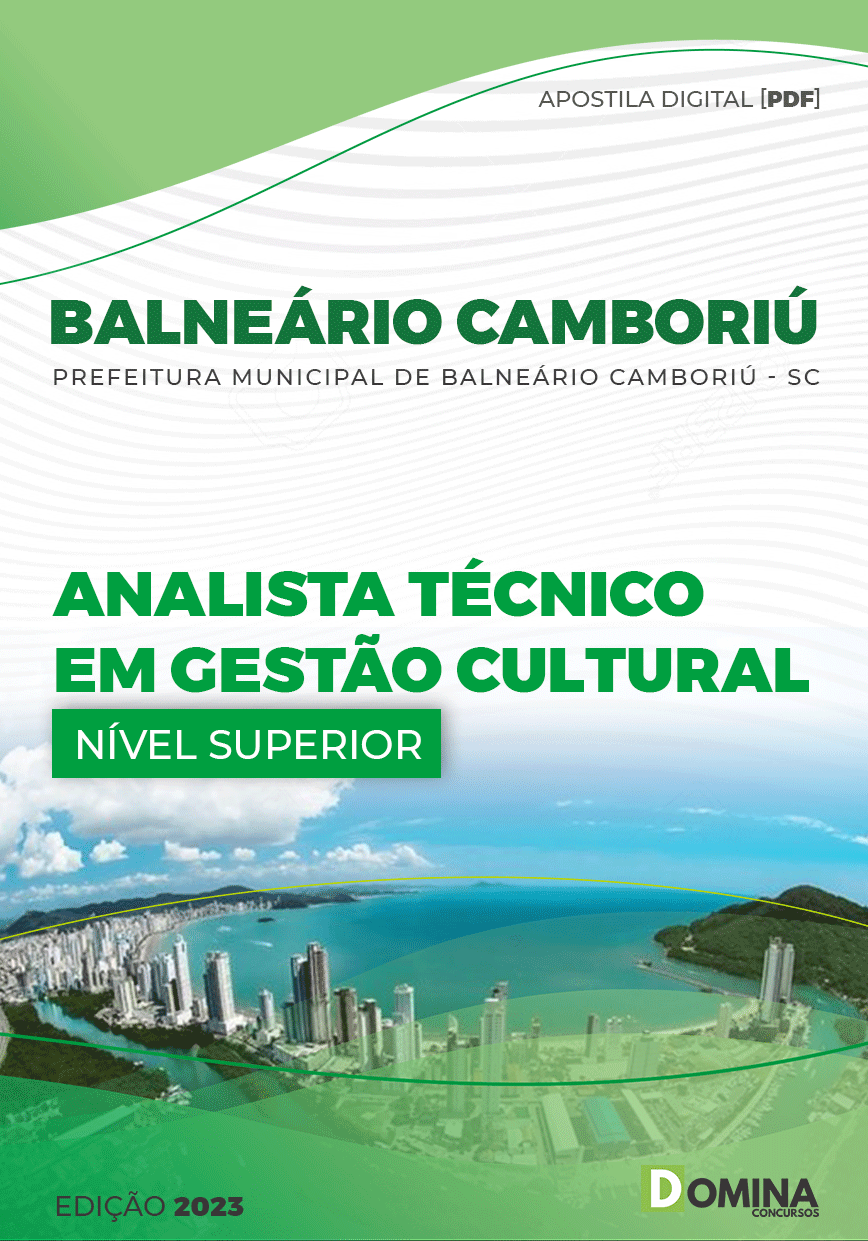 Apostila Pref Balneário Camboriú SC 2023 Analista Técnico Gestão Cultural