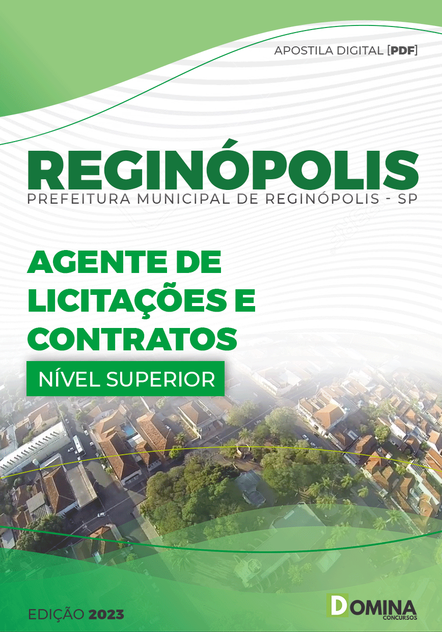 Apostila Pref Reginópolis SP 2023 Agente Licitação Contratos
