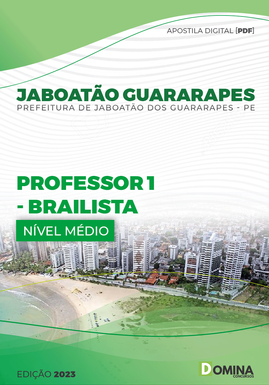 Apostila Pref Jaboatão Guararapes PE 2023 Professor I Brailista