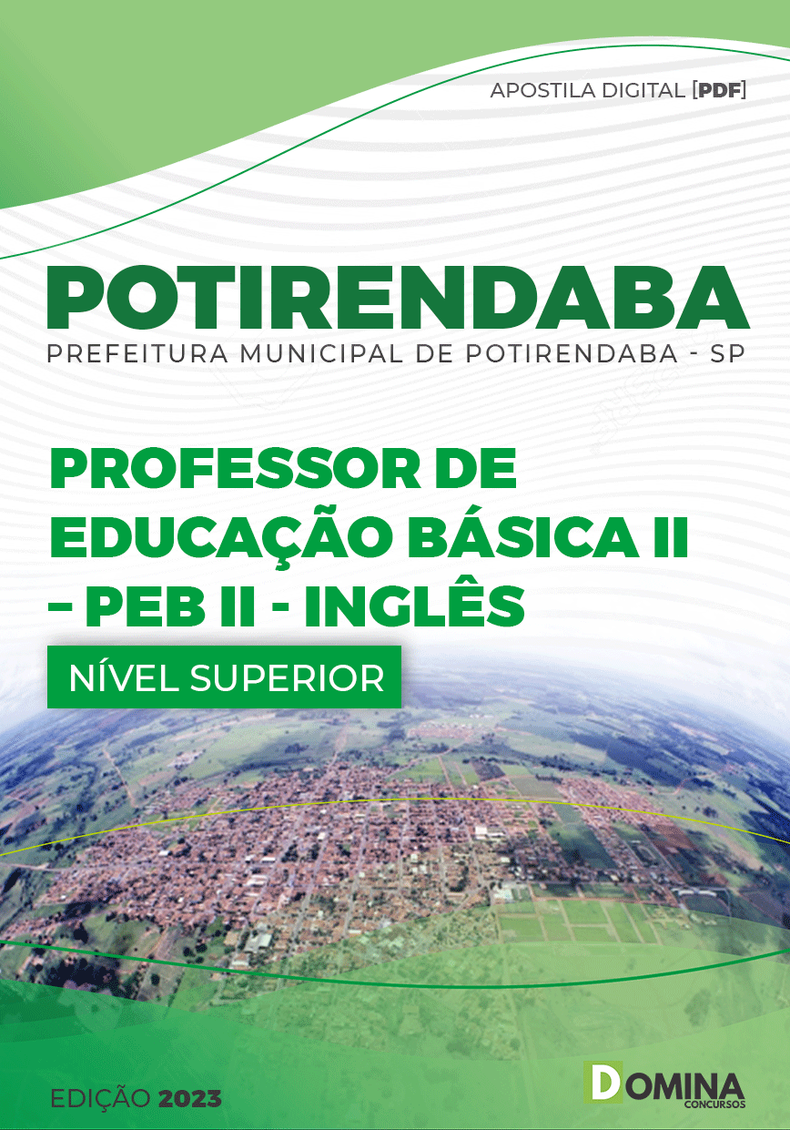 Apostila Pref Potirendaba SP 2023 Professor PEB II Inglês