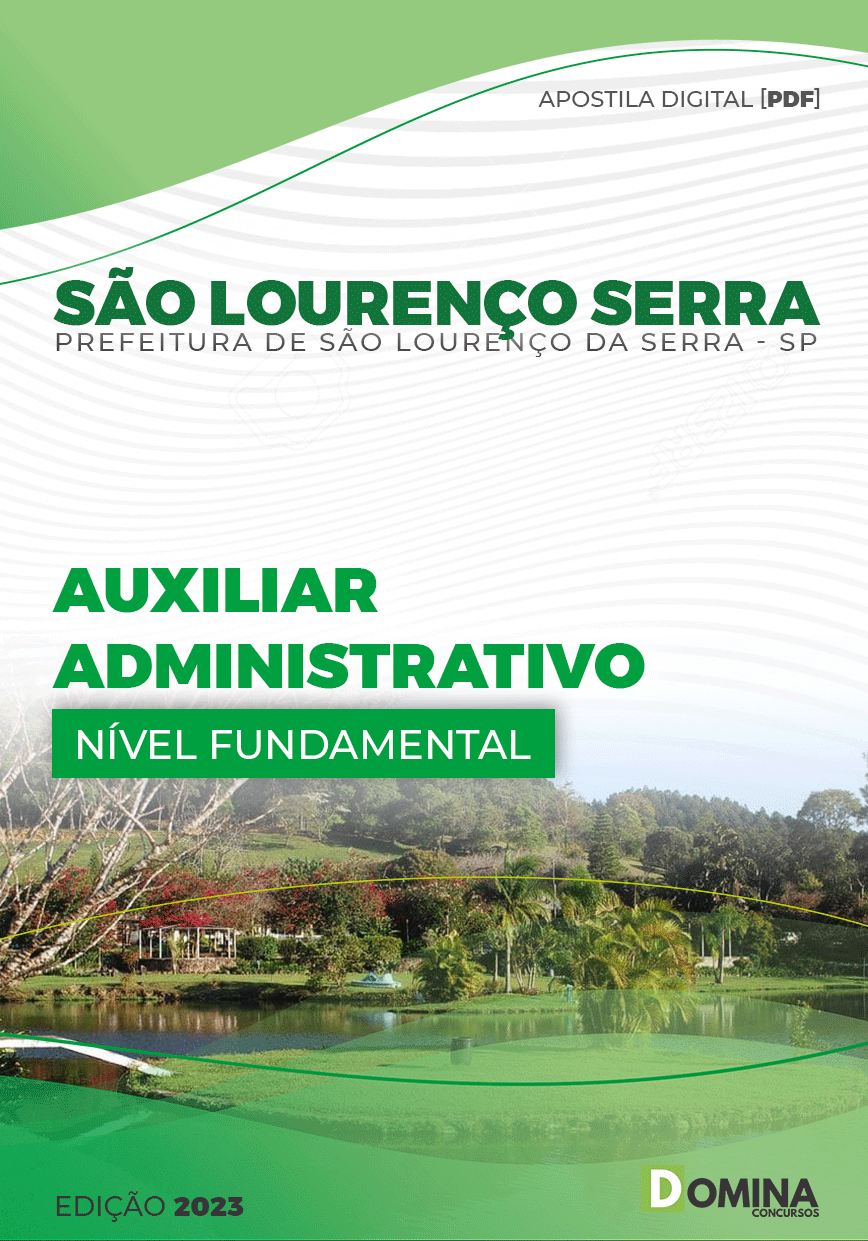 Apostila Pref São Lourenço Serra SP 2023 Auxiliar Administrativo