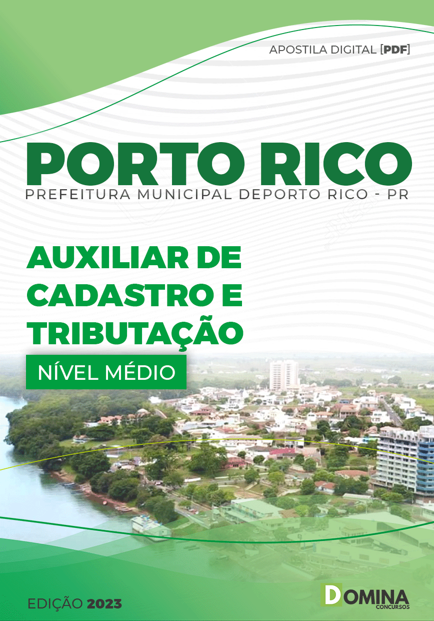 Apostila Pref Porto Rico PR 2023 Auxiliar Cadastro Tributário