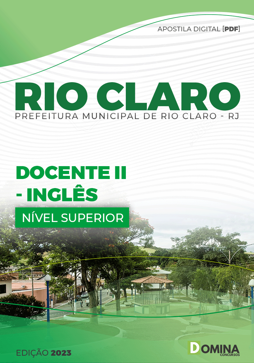 Apostila Digital Pref Rio Claro RJ 2023 Docente II Inglês
