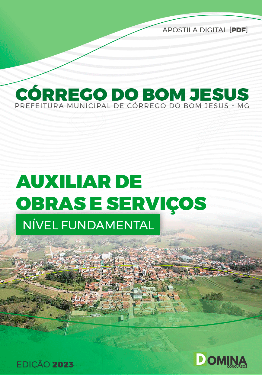 Apostila Pref Córrego Bom Jesus MG 2023 Auxiliar Obras Serviços