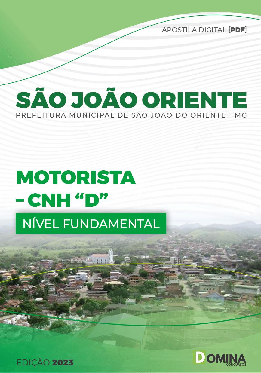 Apostila Pref São João Oriente MG 2023 Motorista CNH D