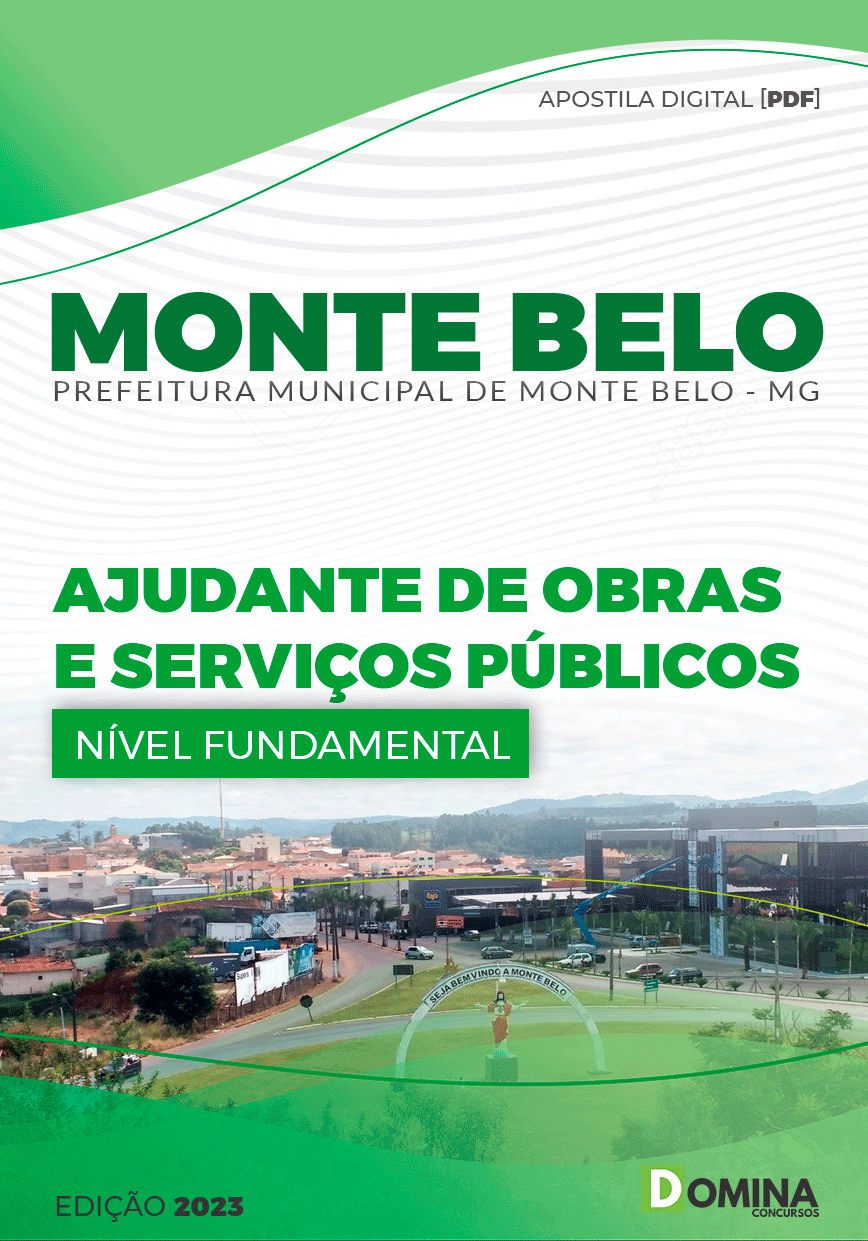 Apostila Pref Monte Belo MG 2023 Ajundante Obras Serviços Públicos