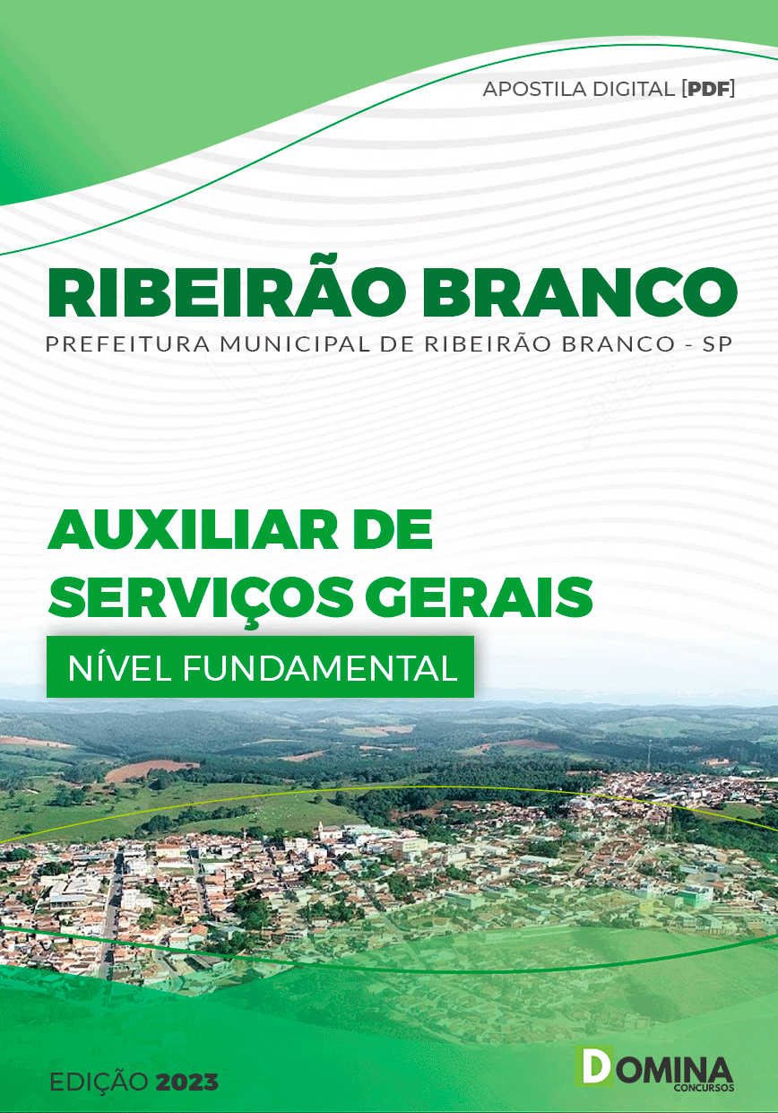 Apostila Pref Ribeirão Branco SP 2023 Auxiliar Serviços Gerais
