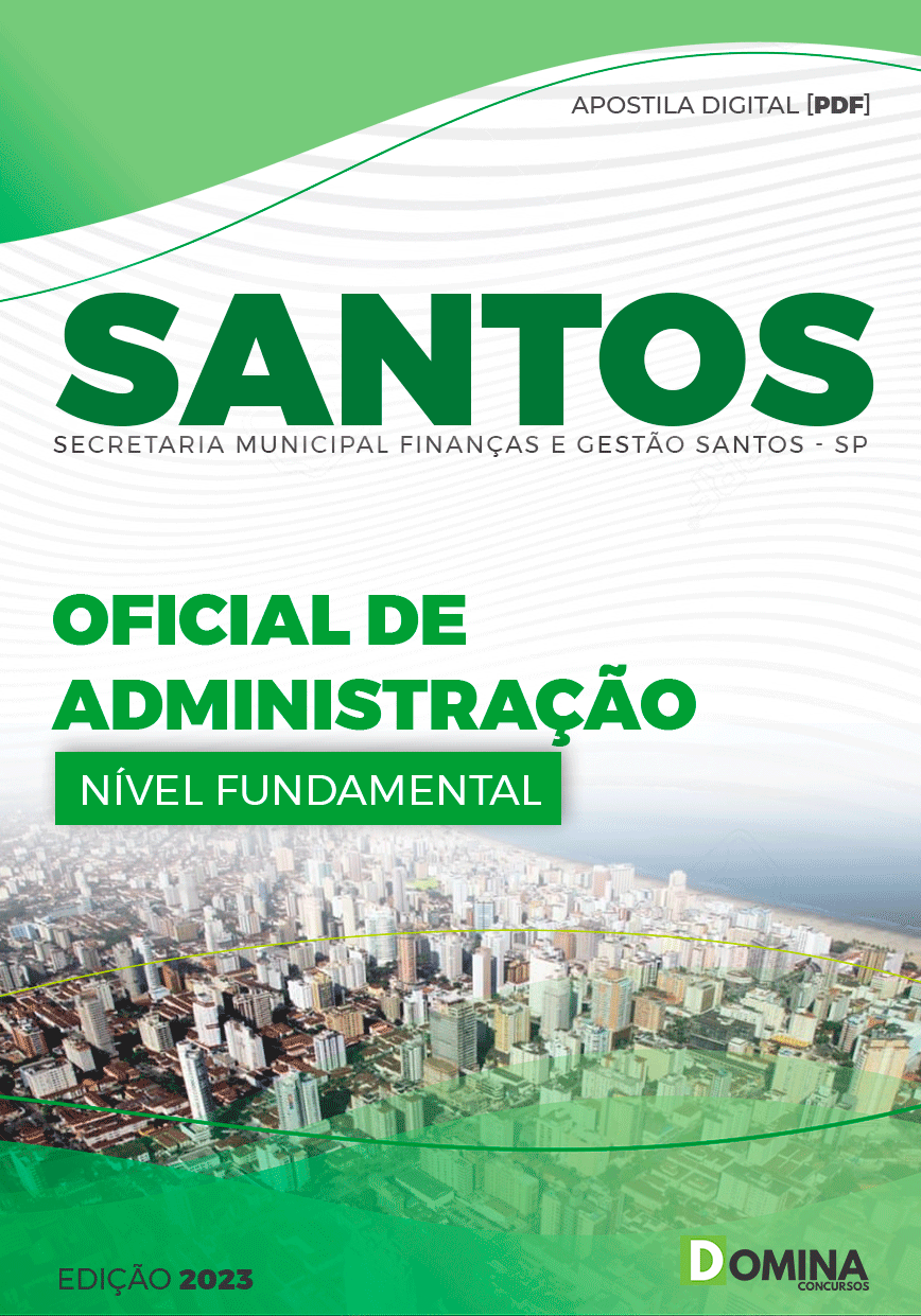 Apostila Digital Pref Santos SP 2023 Oficial Administração