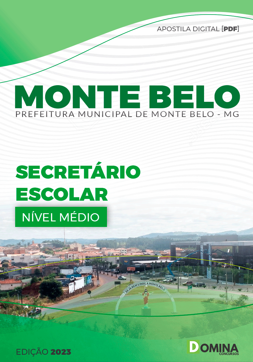 Apostila Pref Monte Belo MG 2023 Secretário Escolar