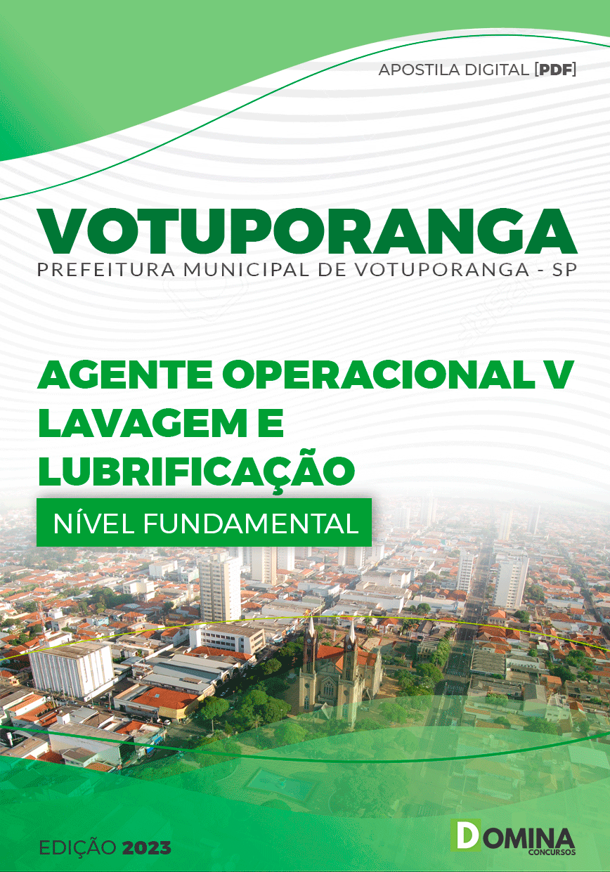 Apostila Pref Votuporanga SP 2023 Agente Op Lavagem Lubrificação