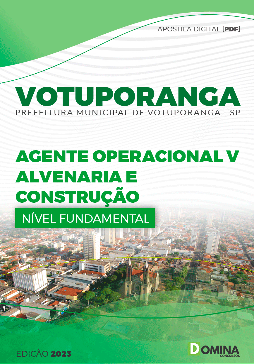 Apostila Pref Votuporanga SP 2023 Agente Op Alvenaria Construção