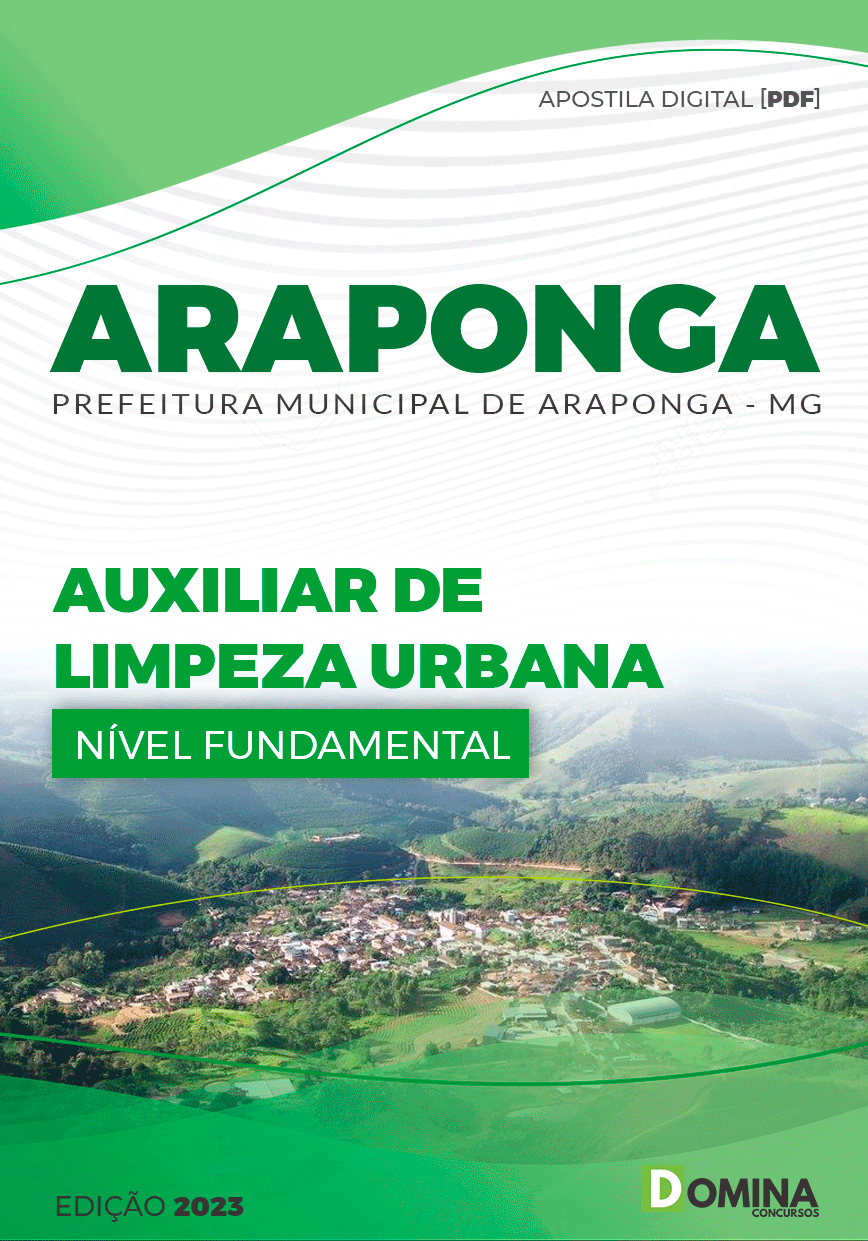 Apostila Pref Araponga MG 2023 Auxiliar Limpeza Urbano