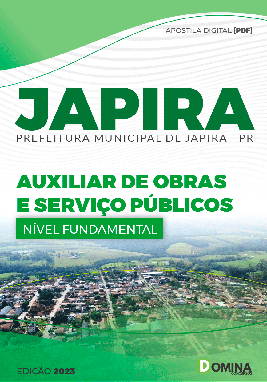 Apostila Pref Japira PR 2023 Auxiliar Serviços Obras Públicas