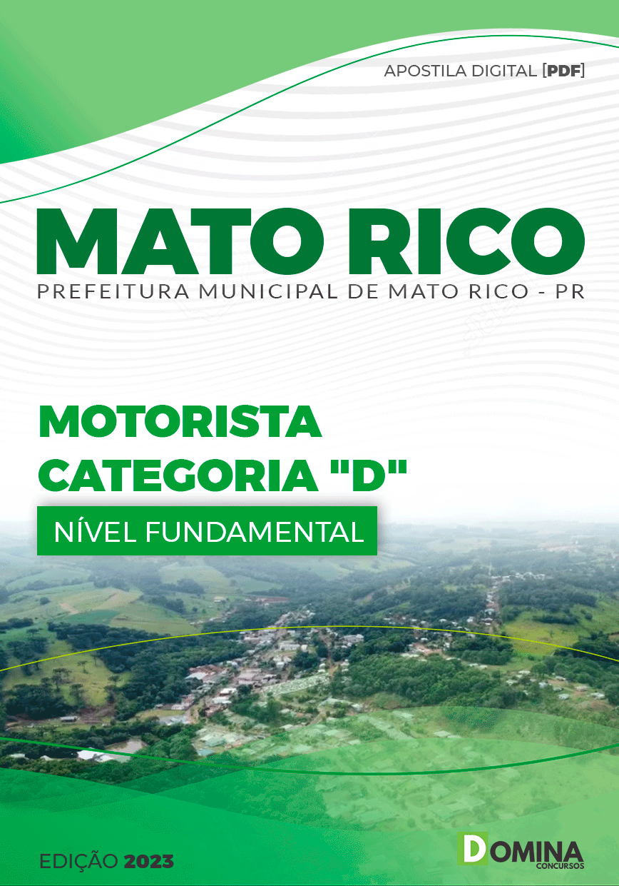 Apostila Concurso Pref Mato Rico PR 2023 Motorista D