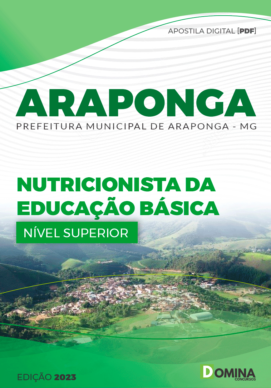 Apostila Pref Araponga MG 2023 Nutricionista Educação Básica