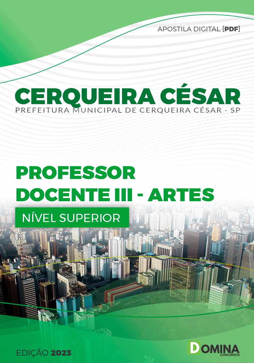 Apostila Pref Cerqueira Cesar SP 2023 Professor Docente III Artes