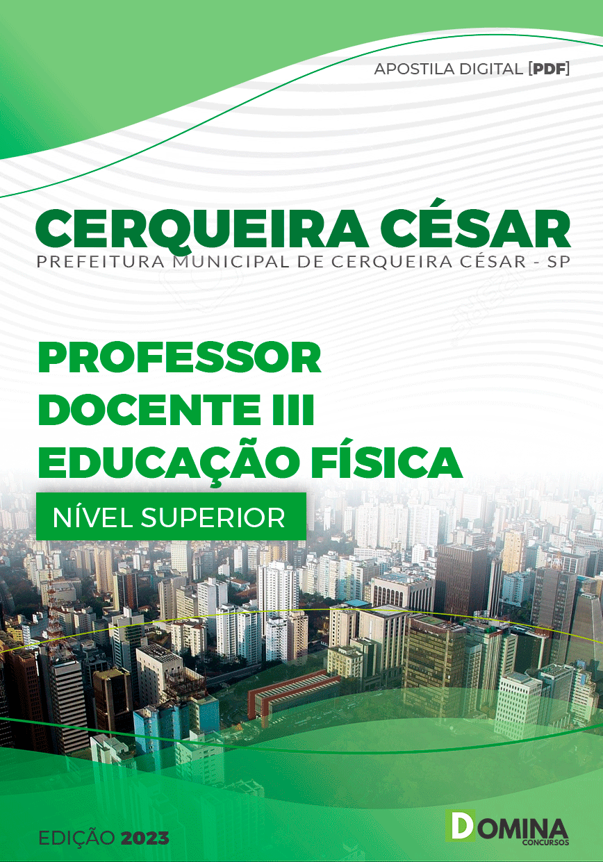 Apostila Pref Cerqueira Cesar SP 2023 Professor Docente III Ed Física