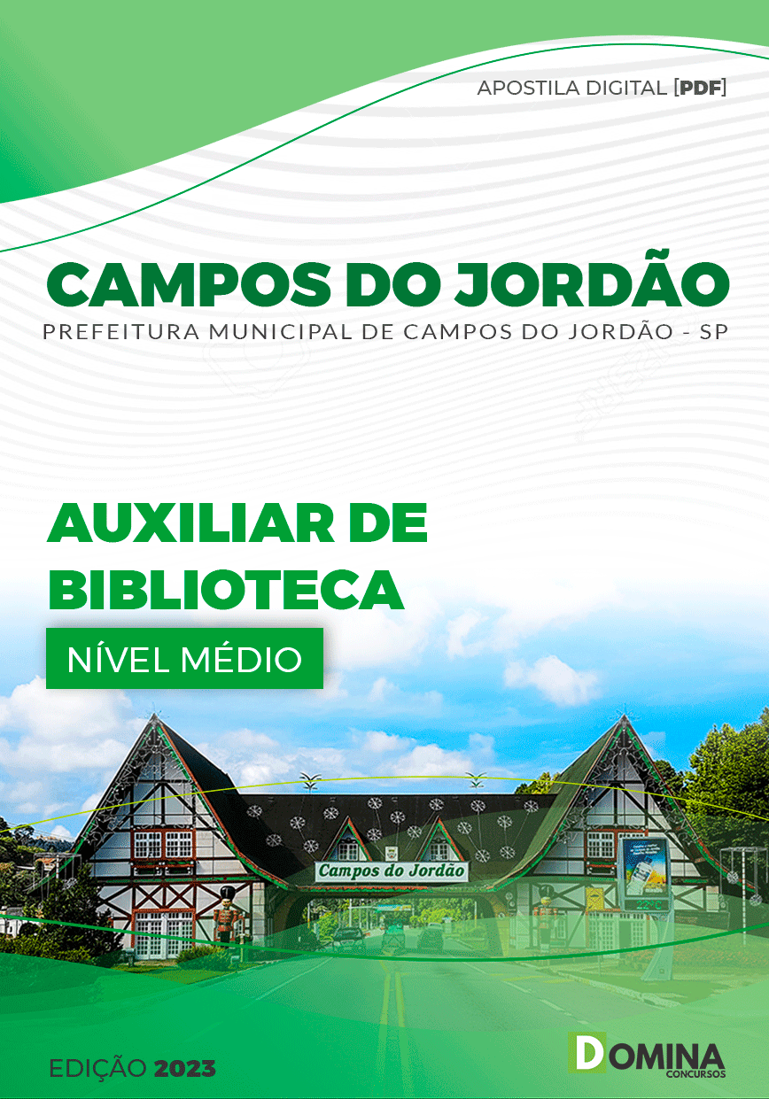 Apostila Pref Campos do Jordão SP 2023 Auxiliar Biblioteca