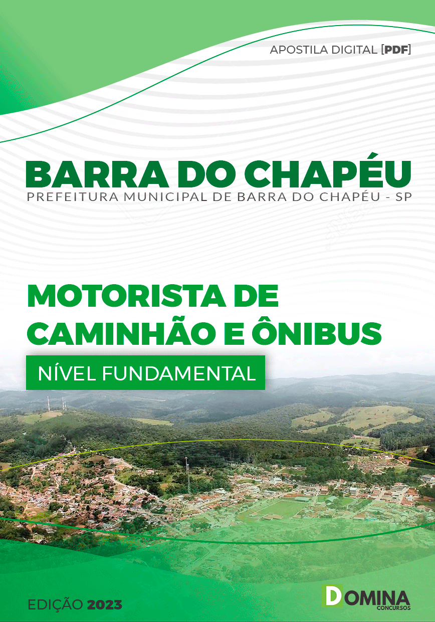 Apostila Pref Barra do Chapéu SP 2023 Motorista Caminhão Ônibus