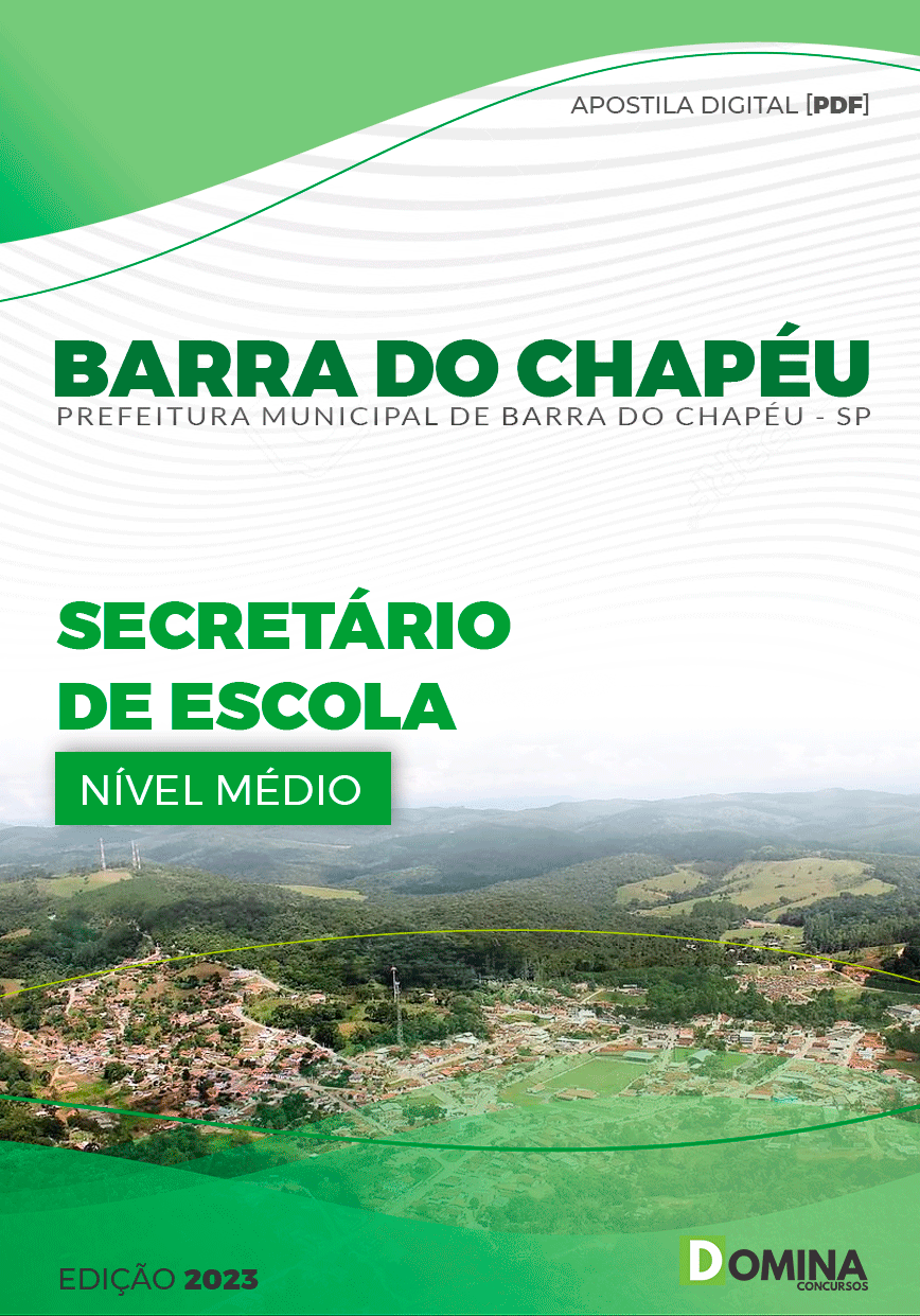 Apostila Pref Barra do Chapéu SP 2023 Secretário Escola