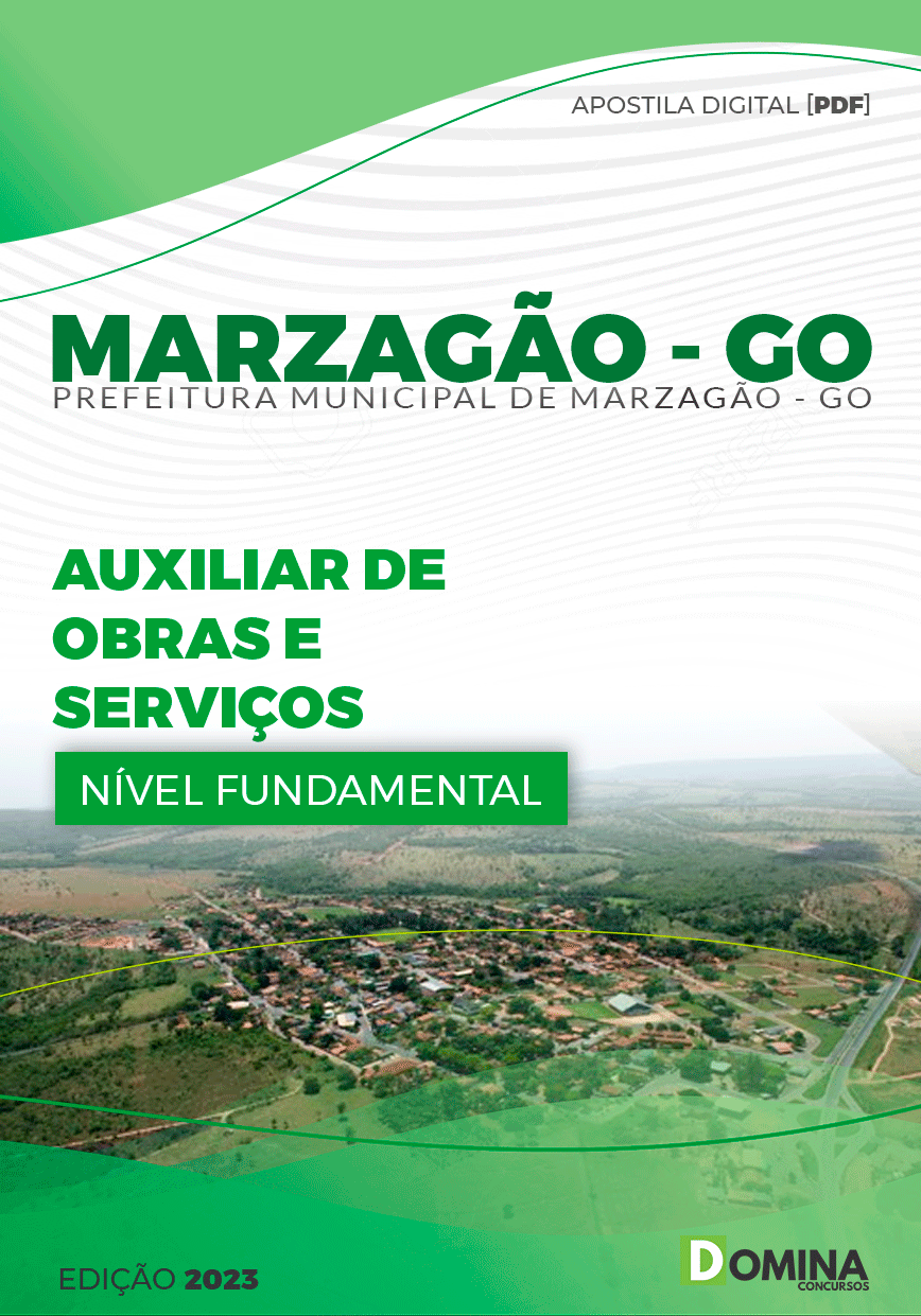 Apostila Pref Marzagão GO 2023 Auxiliar Obras Serviços