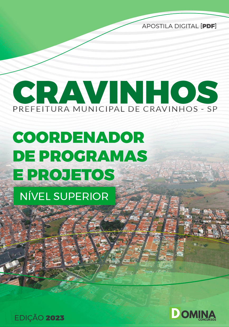 Apostila Pref Cravinhos SP 2023 Coordenador Programas Projetos