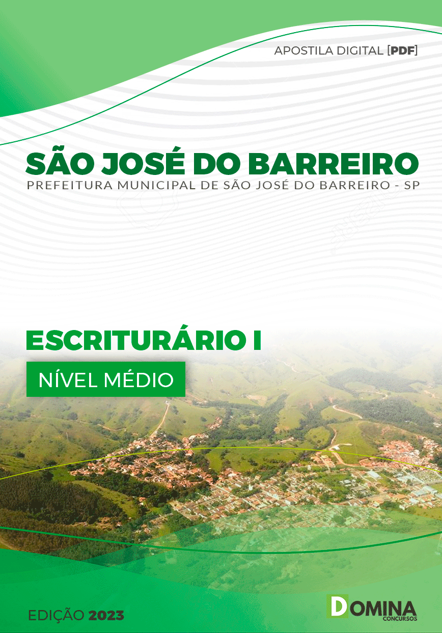 Apostila Pref São José do Barreiro SP 2023 Escriturário I