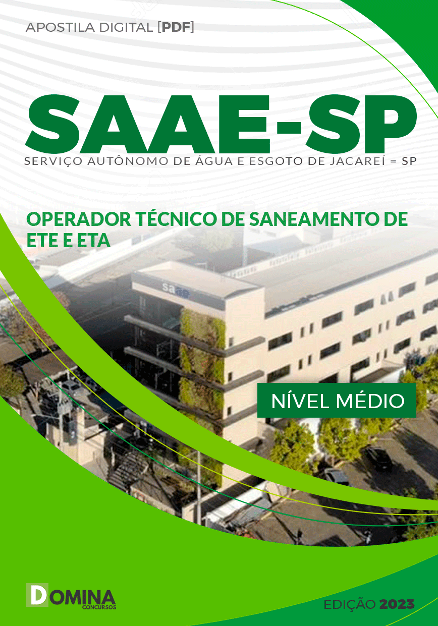 Apostila SAAE Jacareí SP 2023 Operador Técnico de Saneamento