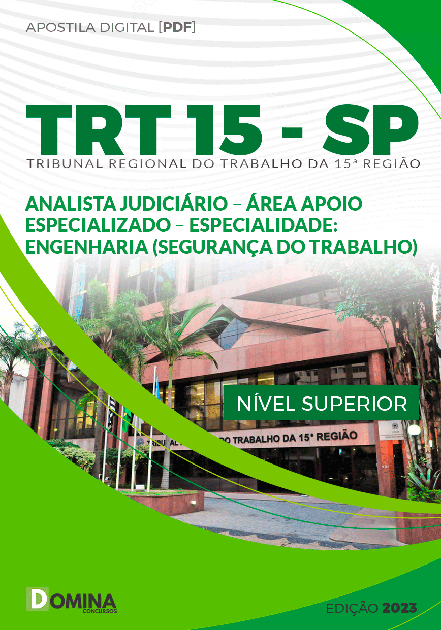 Apostila TRT 15 SP 2023 Analista Judiciário Engenheiro Segurança Trabalho