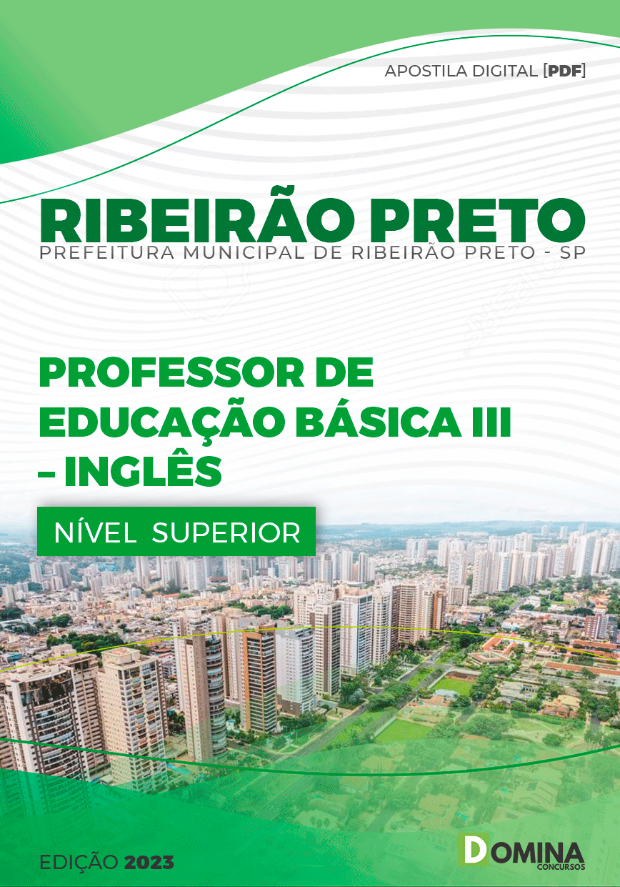 Apostila Pref Ribeirão Preto SP 2023 Professor de Educação Básica III Inglês