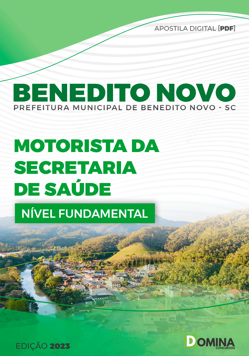 Apostila Pref Benedito Novo SC 2023 Motorista Secretaria Saúde