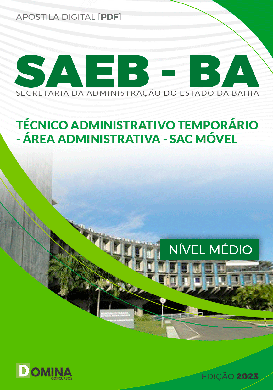 Apostila SAEB BA 2023 Técnico Administrativo SAC Móvel