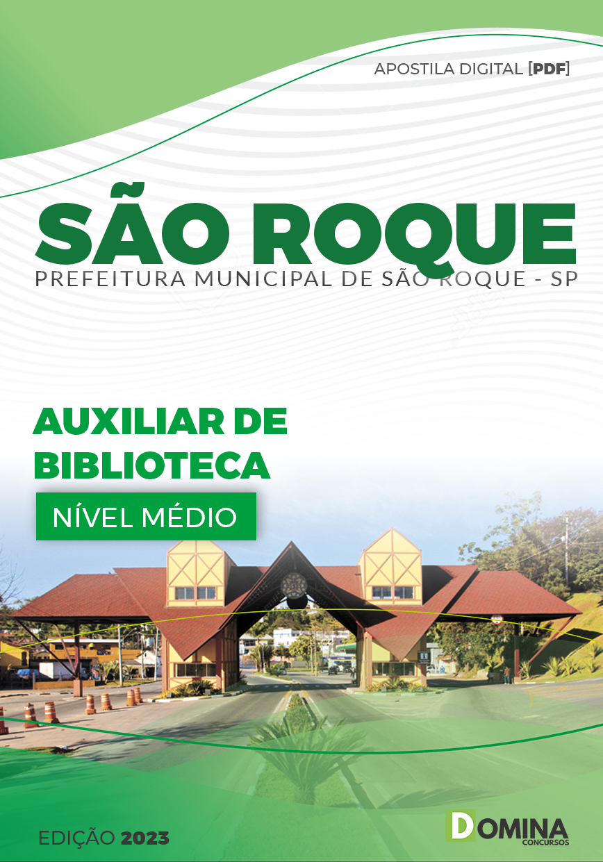 Apostila Pref São Roque SP 2023 Auxiliar de Biblioteca