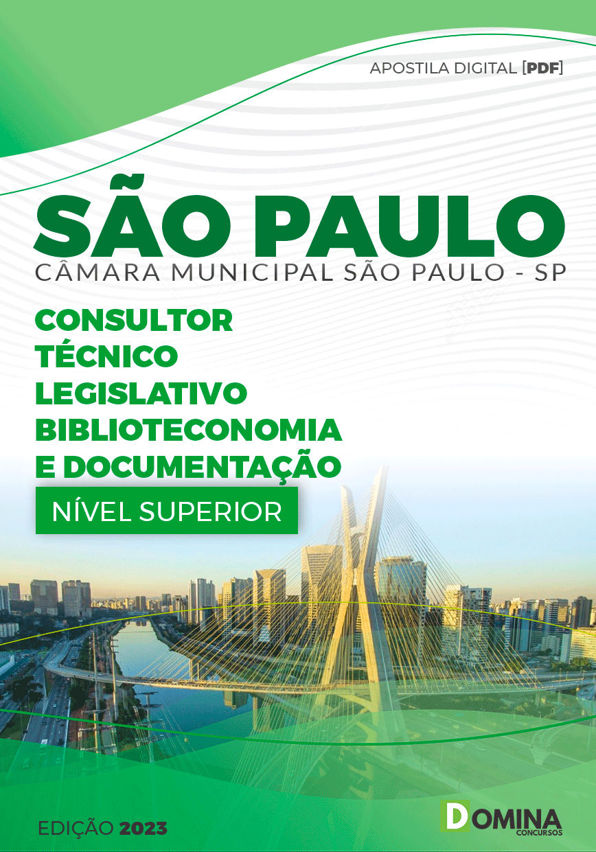 Apostila Câmara São Paulo SP 2024 Técnico Legislativo Biblioteconomia Documentação