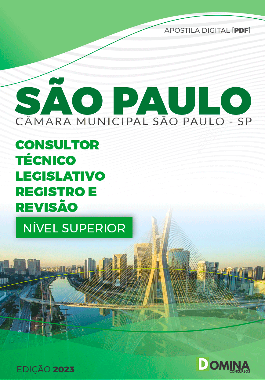 Apostila Câmara São Paulo SP 2024 Técnico Legislativo Registro Revisão