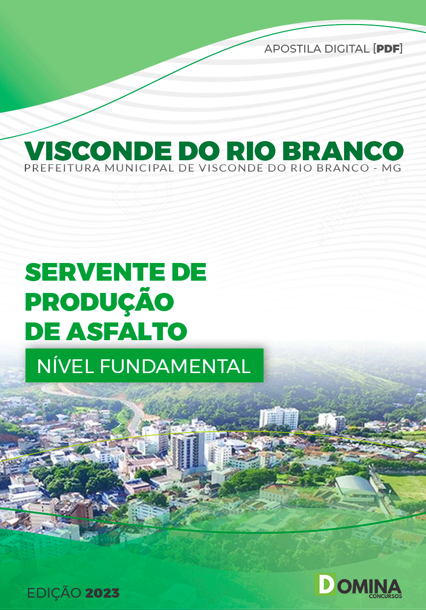 Apostila Pref Visconde do Rio Branco MG 2023 Servente Produtor Asfalto