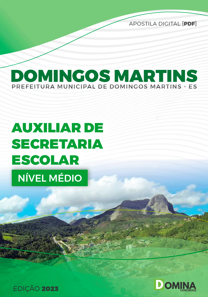 Apostila Pref Domingos Martins ES 2023 Auxiliar Secretaria Escolar