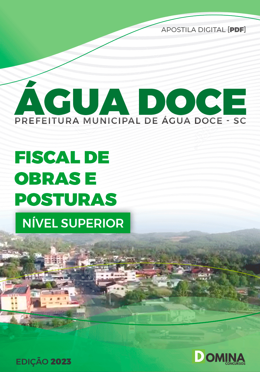 Apostila Pref Água Doce SC 2023 Fiscal Obras Posturas