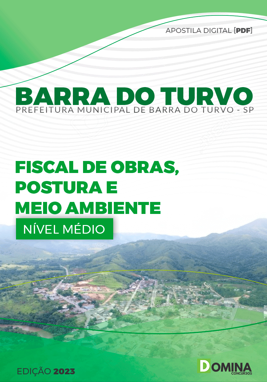Apostila Pref Barra do Turvo SP 2023 Fiscal Obras Postura Meio Ambiente