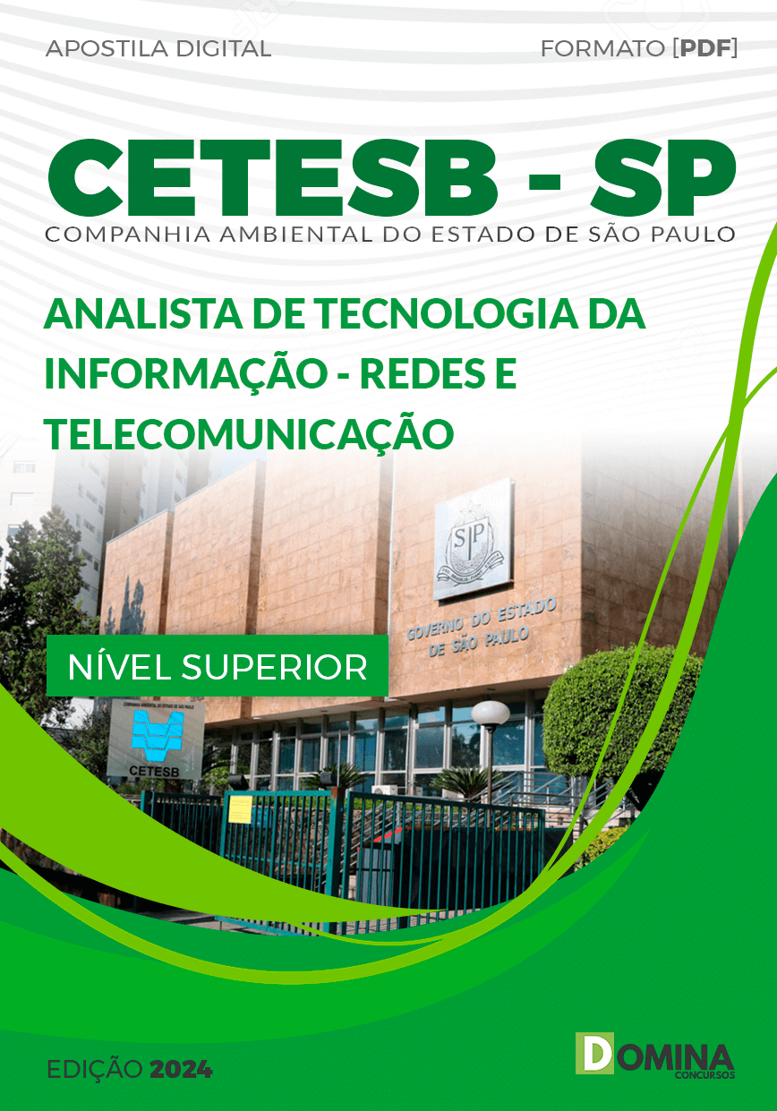 Apostila CETESB SP 2024 Analista TI Redes e Telecomunicação