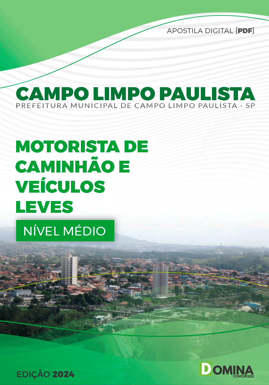 Apostila Pref Campo Limpo Paulista SP 2024 Motorista Veículos Leves