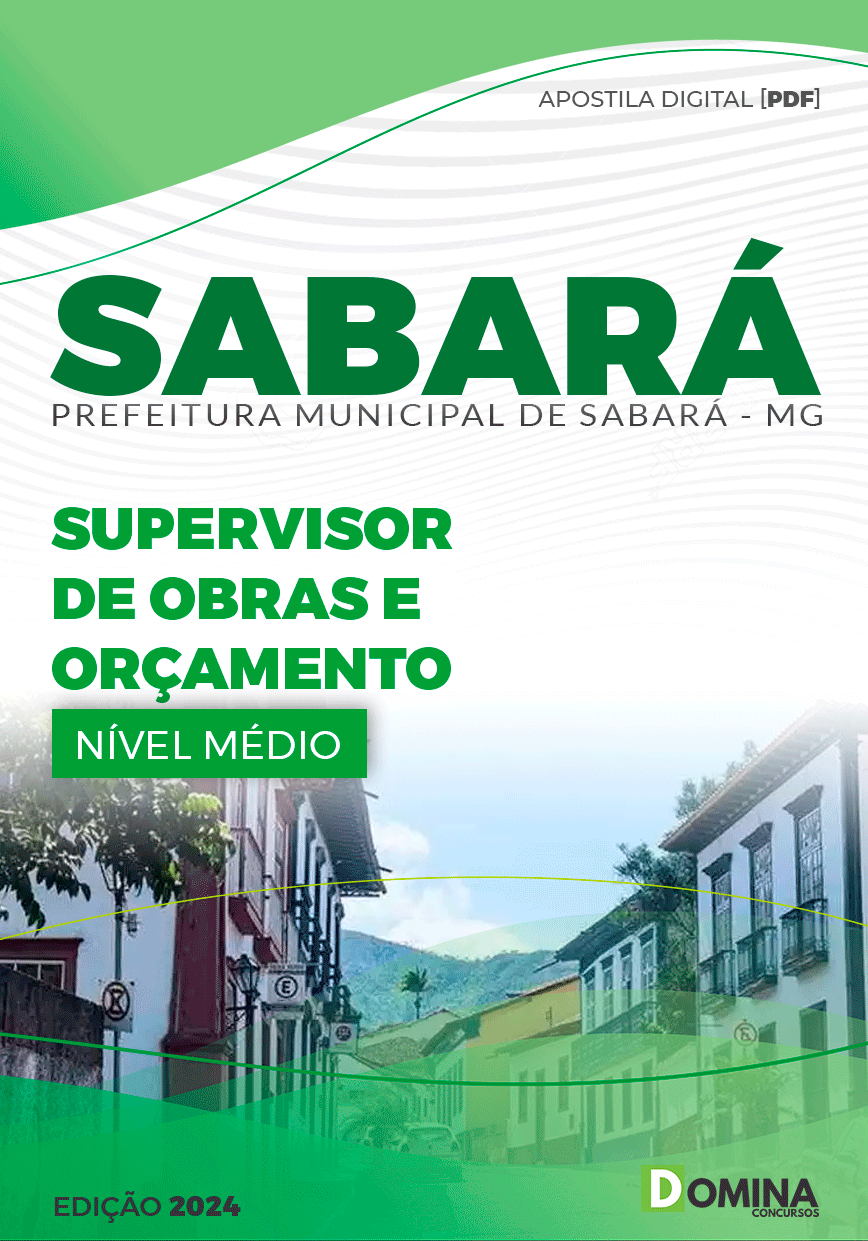 Apostila Pref Sabará MG 2024 Supervisor Obras Orçamento