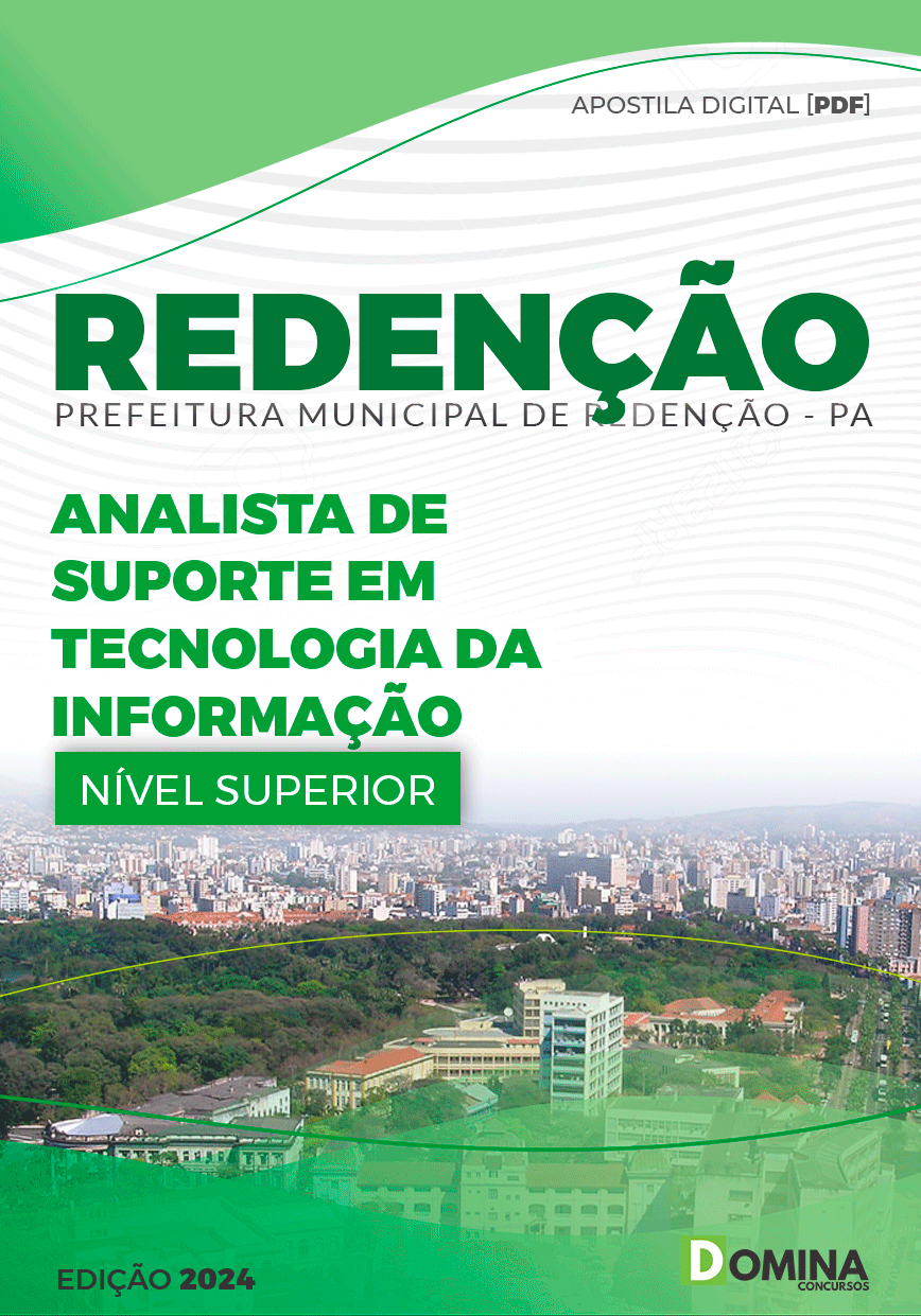Apostila Pref Redenção PA 2024 Analista Suporte Tecnologia Informação