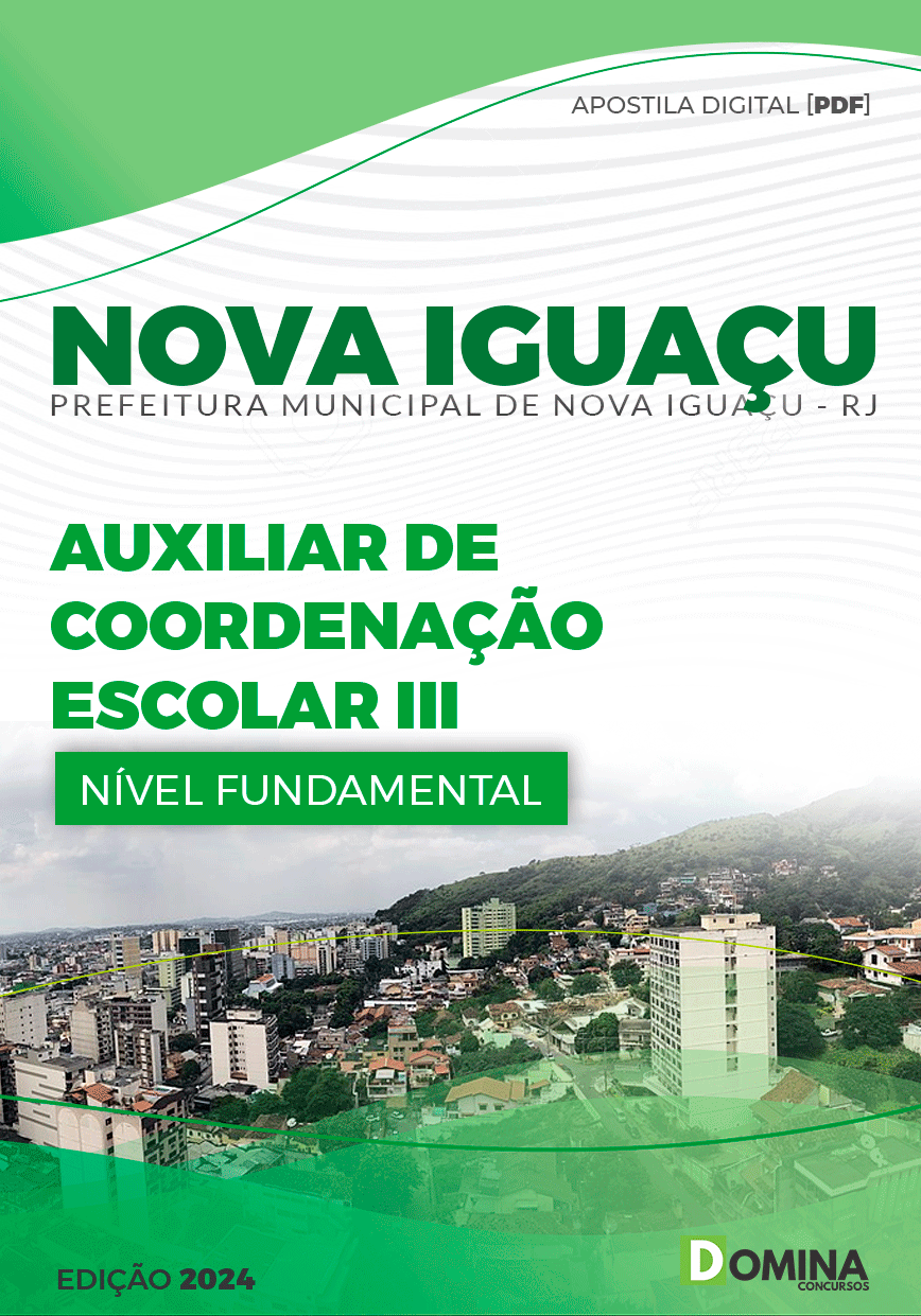 Apostila Pref Nova Iguaçu RJ 2024 Auxiliar Coordenação Escolar