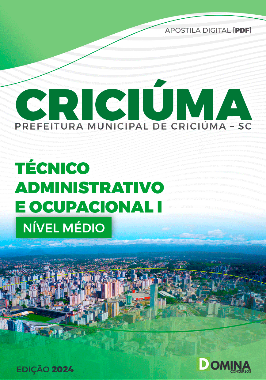 Apostila Pref Criciúma SC 2024 Técnico Administrativo Operacional I
