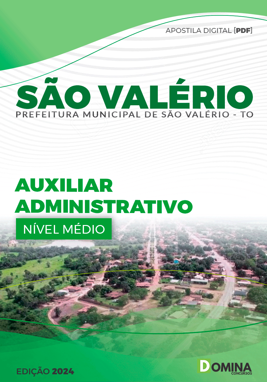 Apostila Pref São Valério 2024 Auxiliar Administrativo