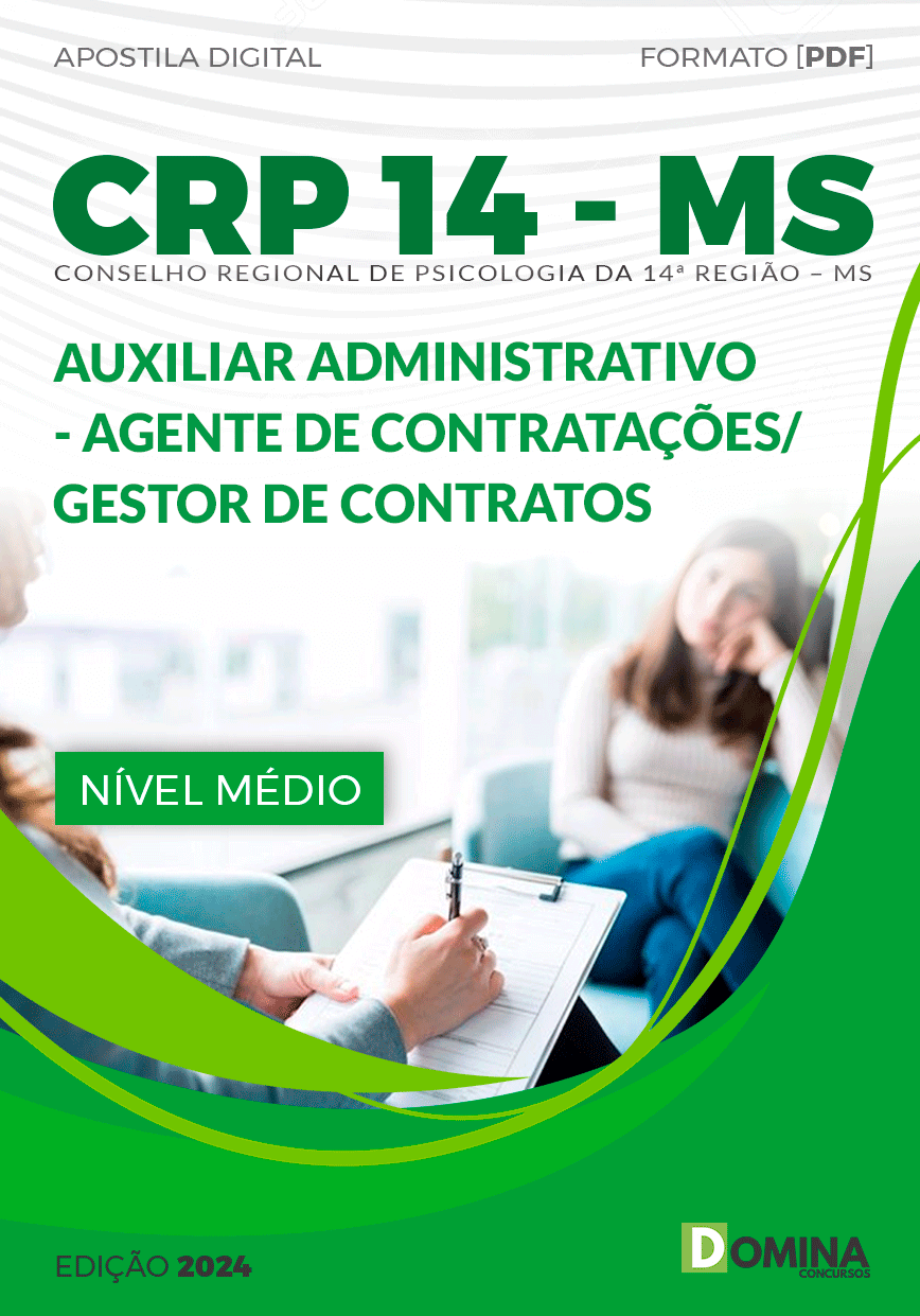 Apostila CRP 14 MS 2024 Auxiliar Administrativo Agente Contratação