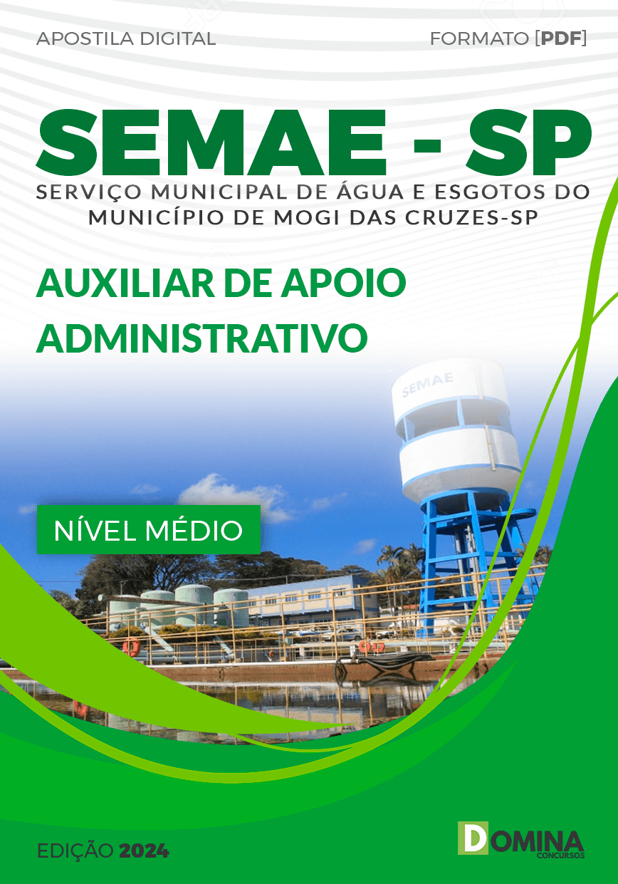 Apostila Concurso SEMAE SP 2024 Auxiliar Apoio Administrativo