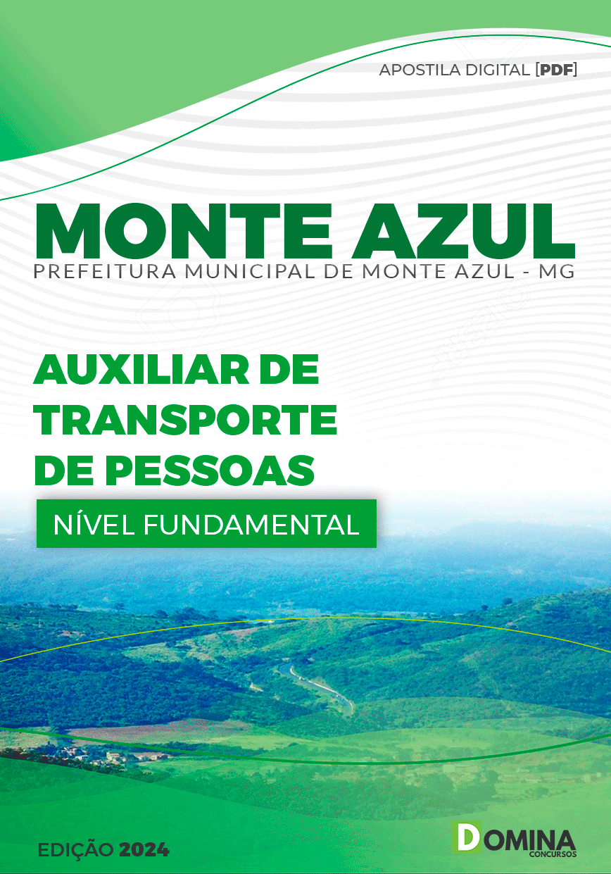 Apostila Pref Monte Azul MG 2024 Auxiliar Transporte Pessoas